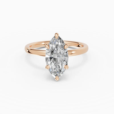Anillo de compromiso THEIA marquesa solitario halo escondido - medidas