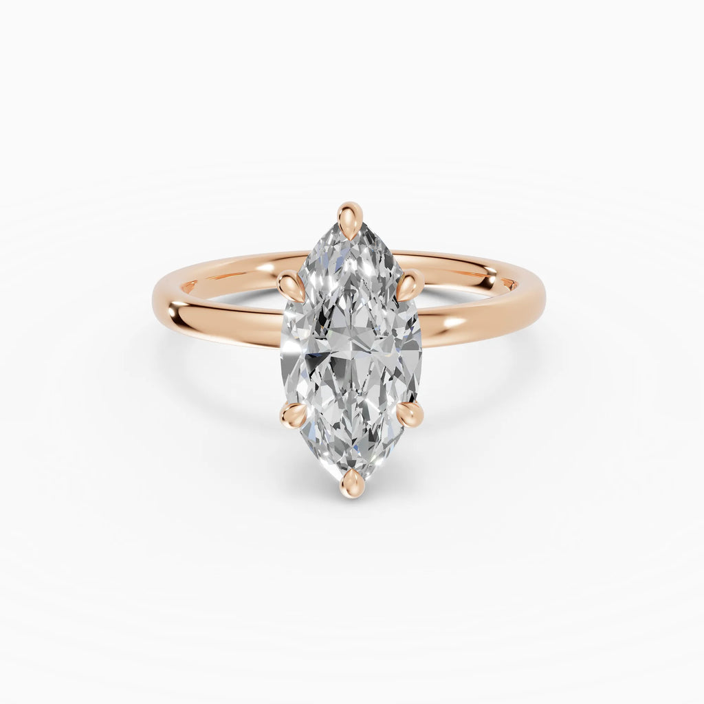 Anillo de compromiso THEIA marquesa solitario halo escondido - medidas