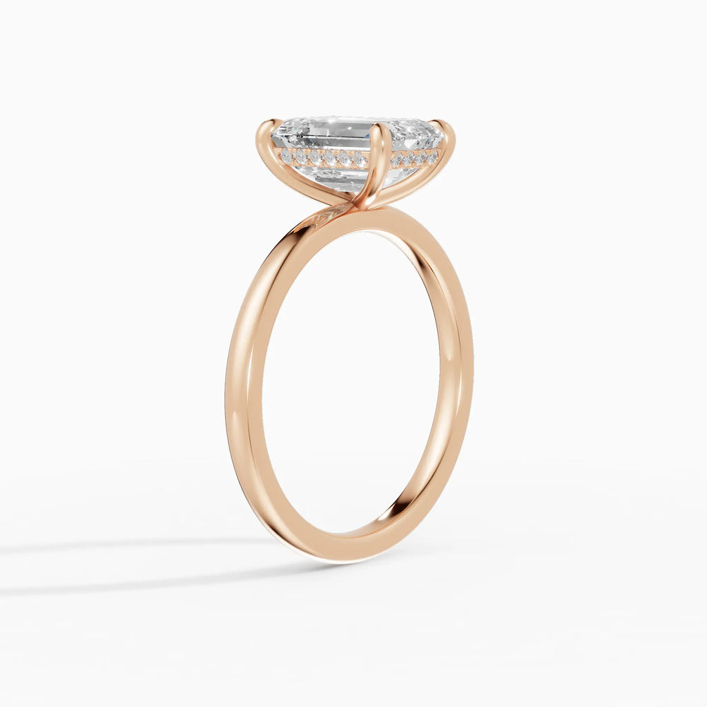 Anillo de compromiso THEIA esmeralda solitario halo escondido - comparativa