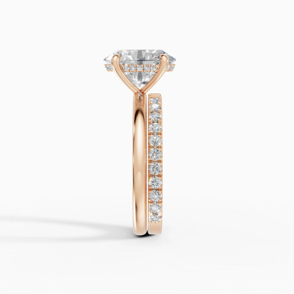 Anillo de compromiso THEIA oval solitario halo escondido - contexto