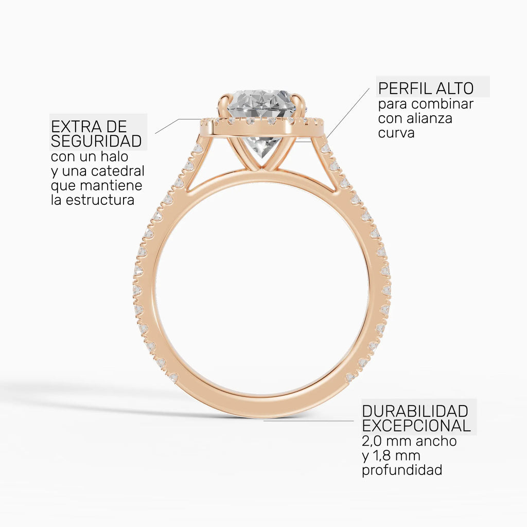 HELIA | Anillo halo oval con catedral