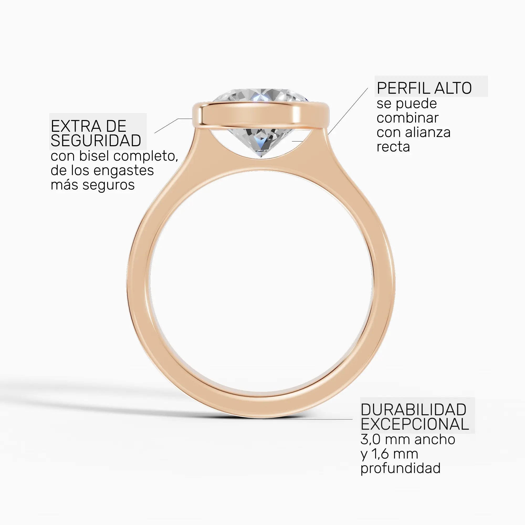 HERA | Anillo solitario brillante biselado