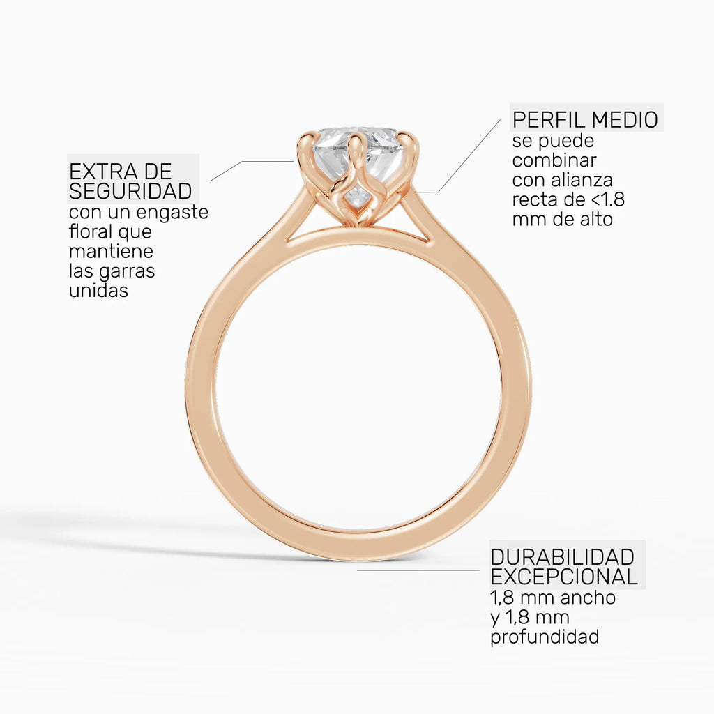 Anillo de compromiso MAGNOLIA marquesa solitario engaste floral - lifestyle