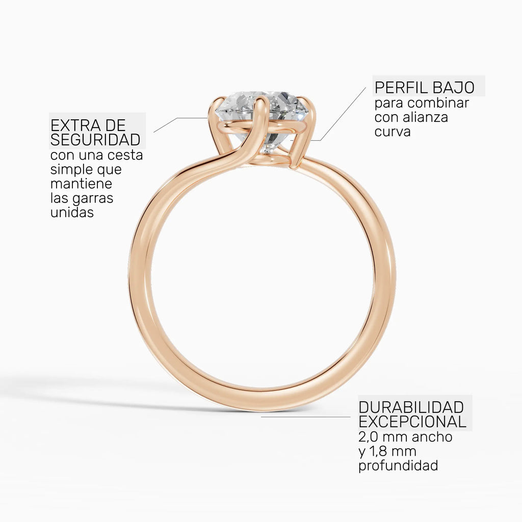 Anillo de compromiso AXIS oval con engaste compás bypass - galería