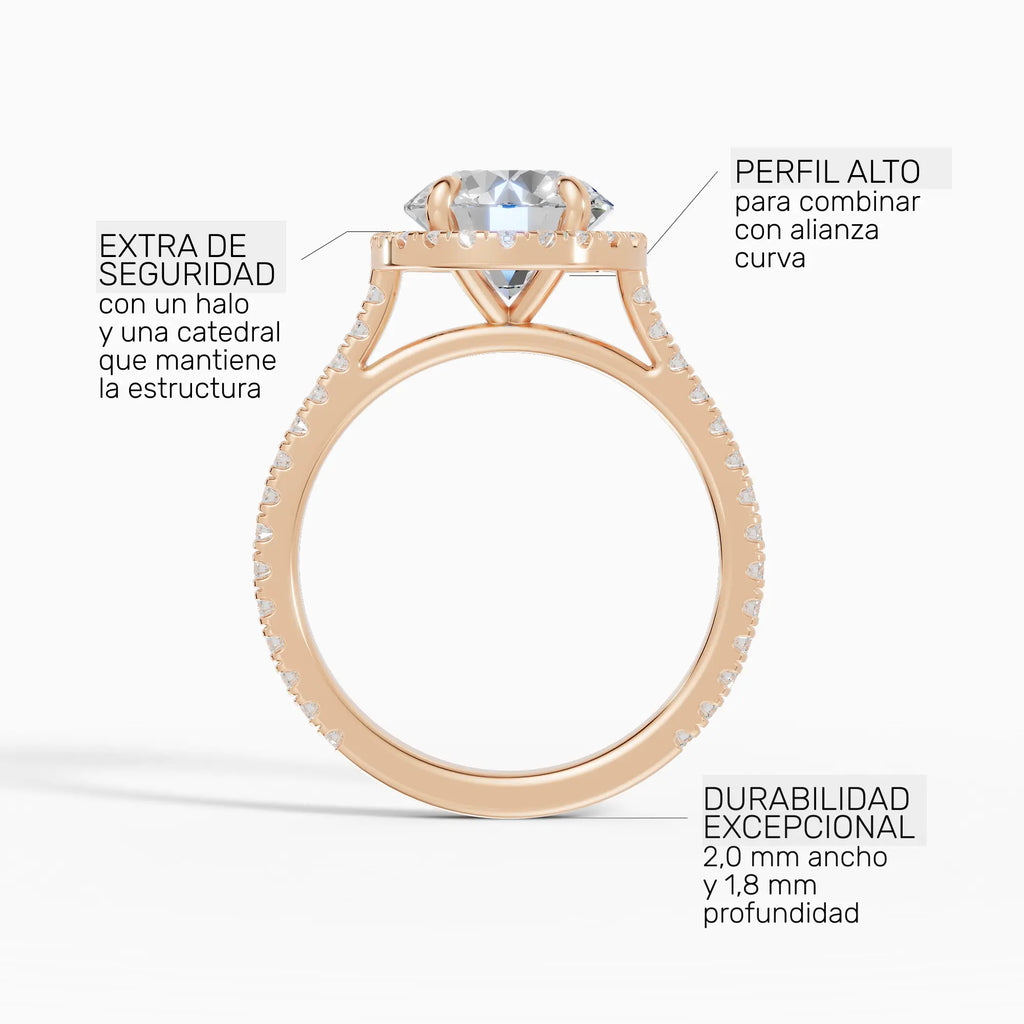 HELIA | Anillo halo brillante con catedral