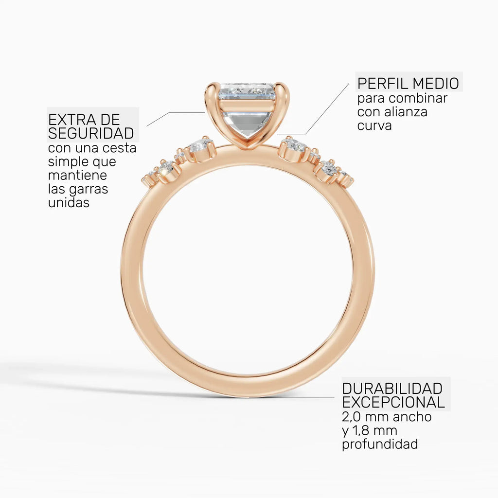 Anillo de compromiso JASMINE esmeralda clúster - galería