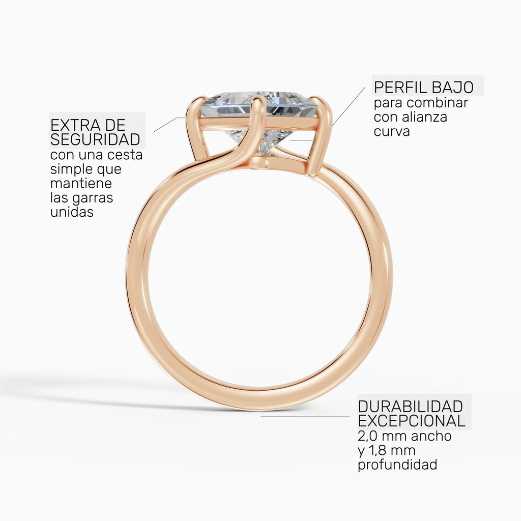 AXIS | Anillo princesa con engaste compás bypass