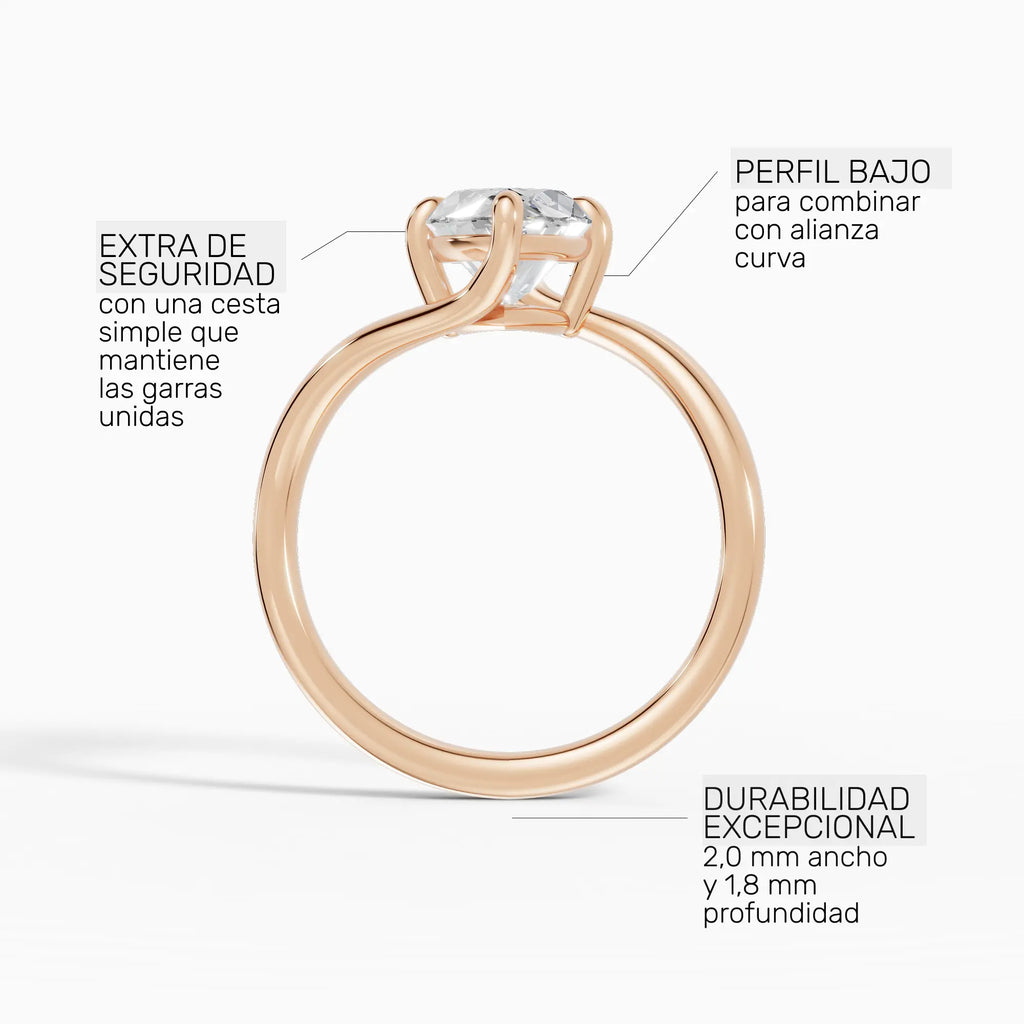 Anillo de compromiso AXIS marquesa con engaste compás bypass - con caja