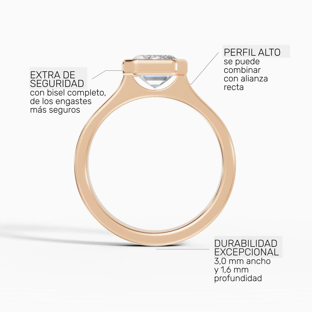 Anillo de compromiso HERA esmeralda solitario biselado - lifestyle