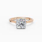 Anillo de compromiso THEIA cojín solitario halo escondido