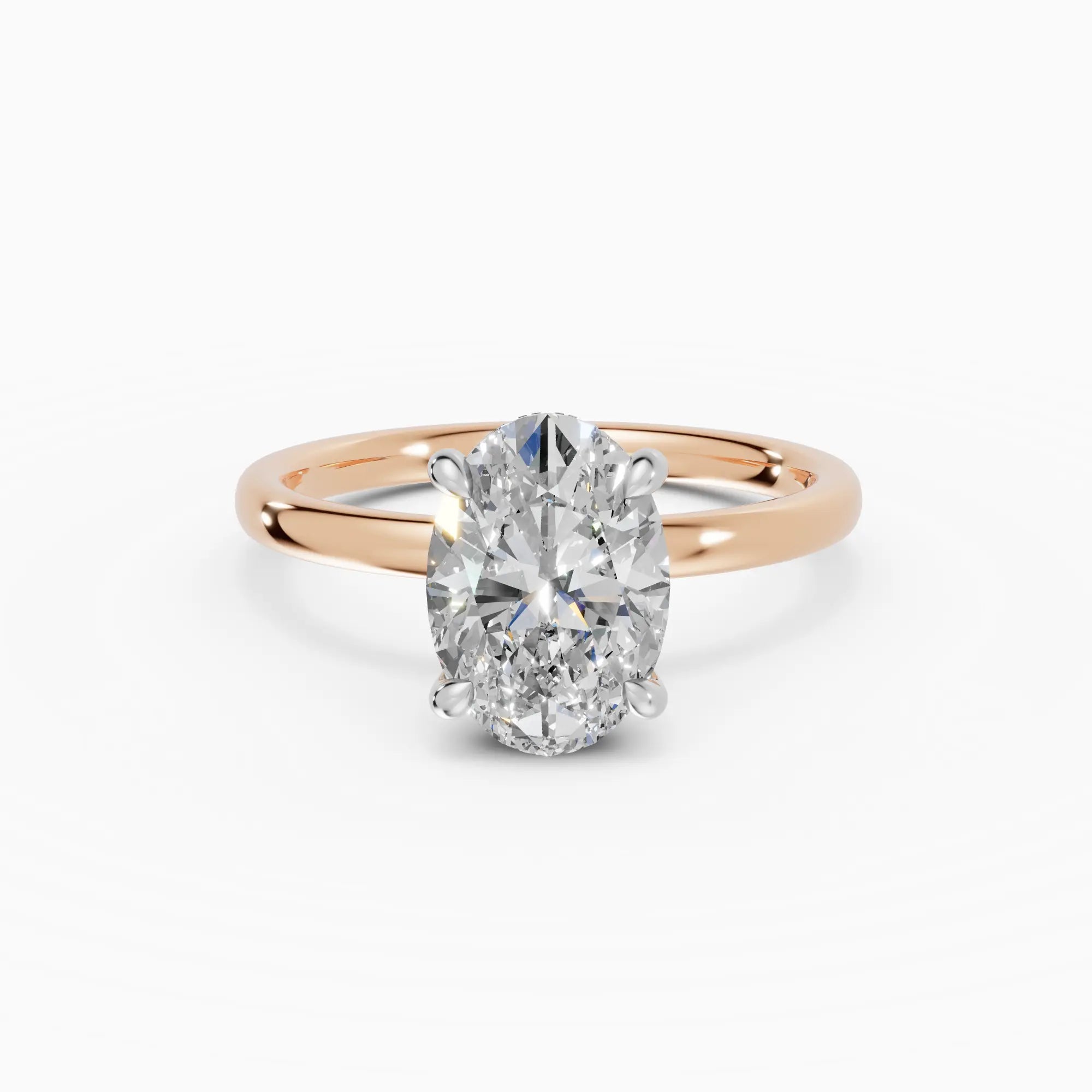 Anillo de compromiso THEIA oval solitario halo escondido