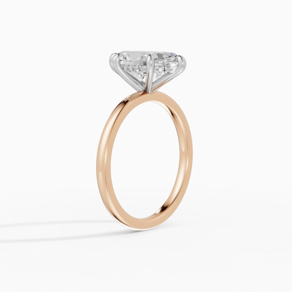 Anillo de compromiso THEIA marquesa solitario halo escondido