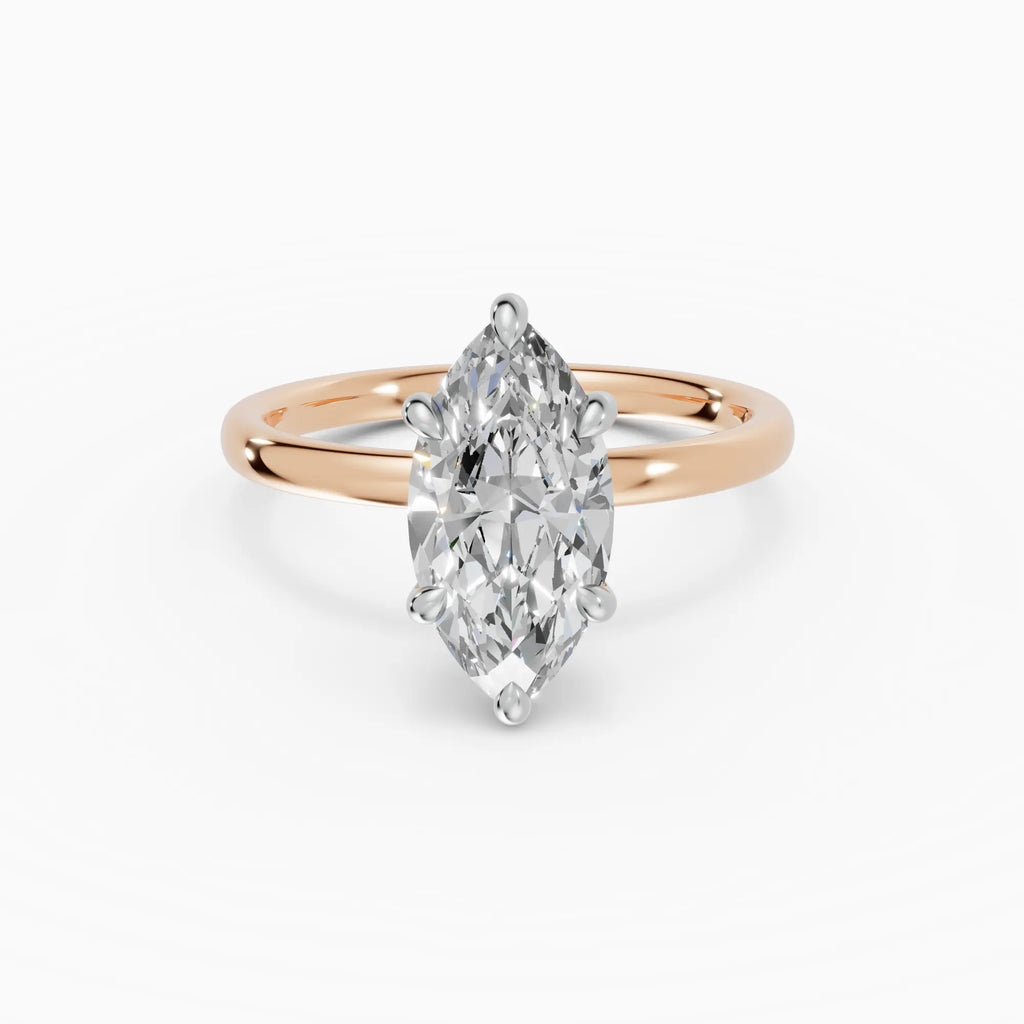 Anillo de compromiso THEIA marquesa solitario halo escondido