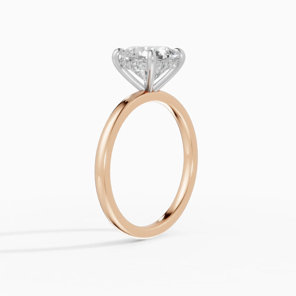Anillo de compromiso THEIA cojín solitario halo escondido