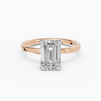 Anillo de compromiso THEIA esmeralda solitario halo escondido