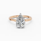 Anillo de compromiso THEIA pera solitario halo escondido