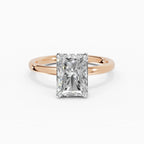 Anillo de compromiso THEIA radiante solitario halo escondido