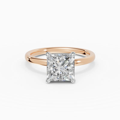 THEIA | Anillo solitario halo escondido princesa