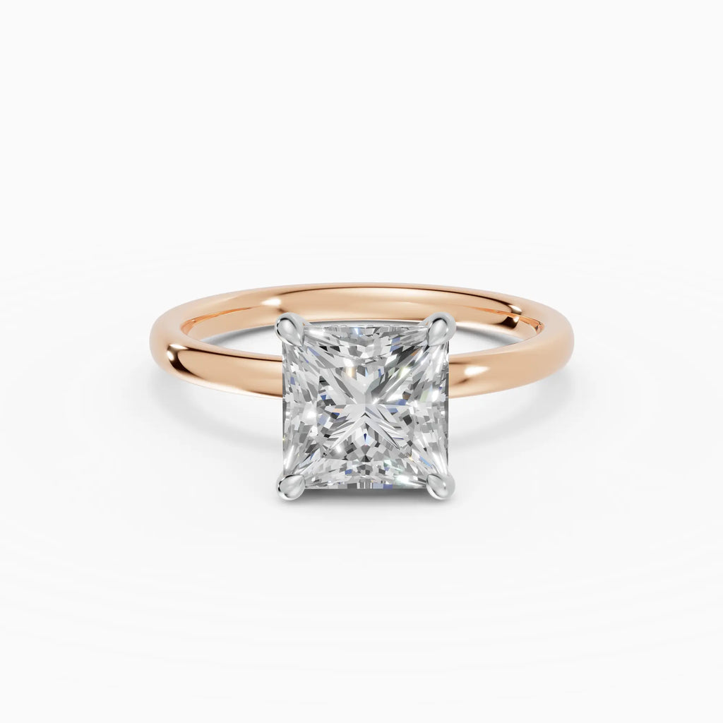 Anillo de compromiso THEIA princesa solitario halo escondido