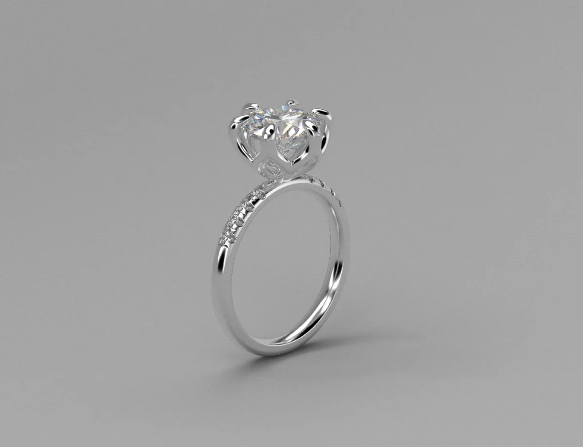 bravora jewelry anillo compromiso promesa moissanita diamante platino pave floral engagement ring custom bespoke a medida personalizado barcelona 