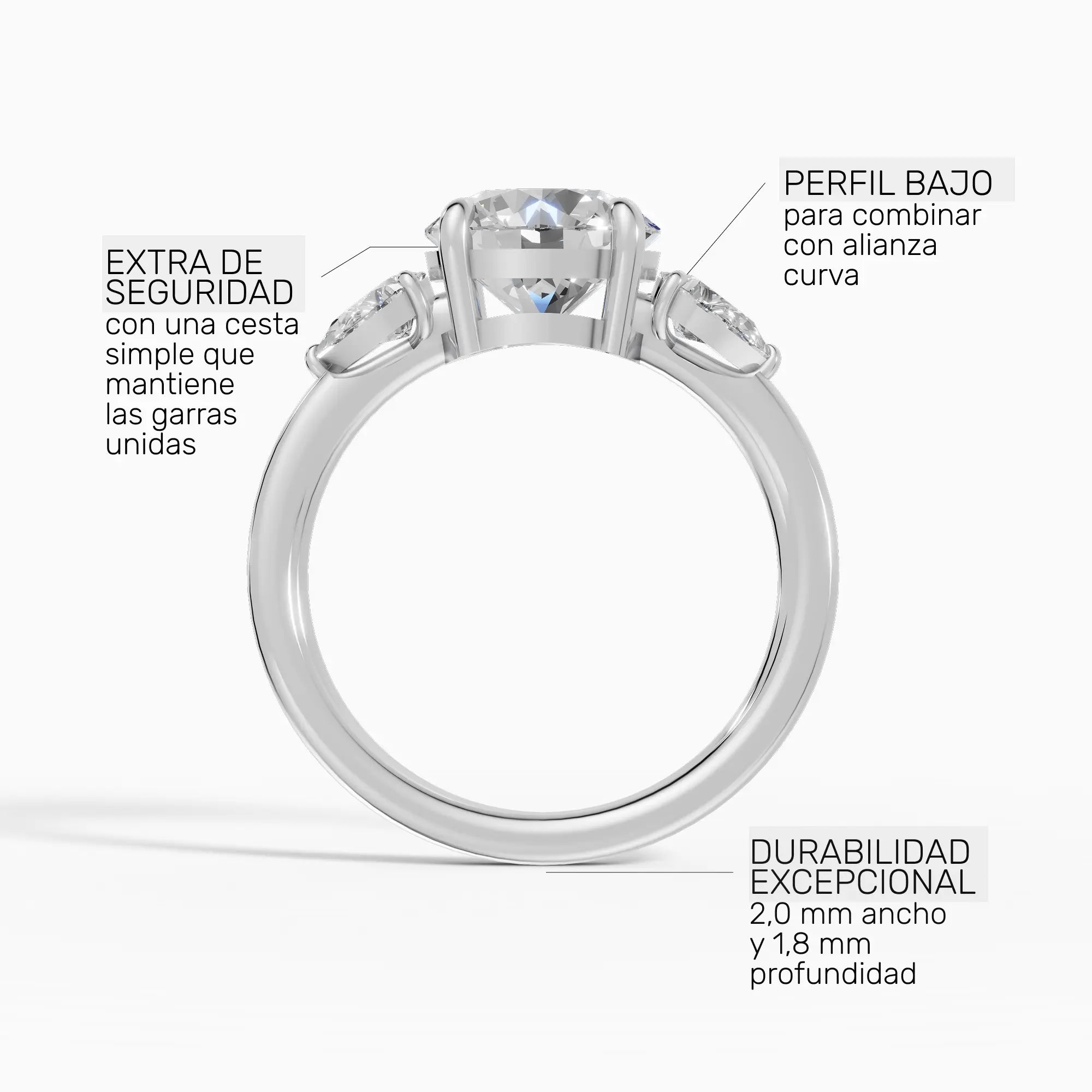 Anillo de compromiso ELARA brillante trilogía