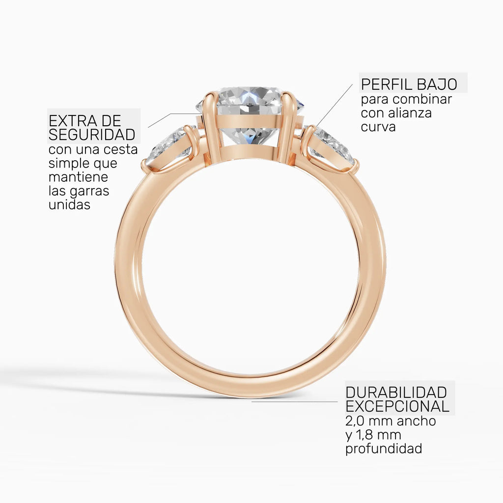 Anillo de compromiso ELARA brillante trilogía - lifestyle