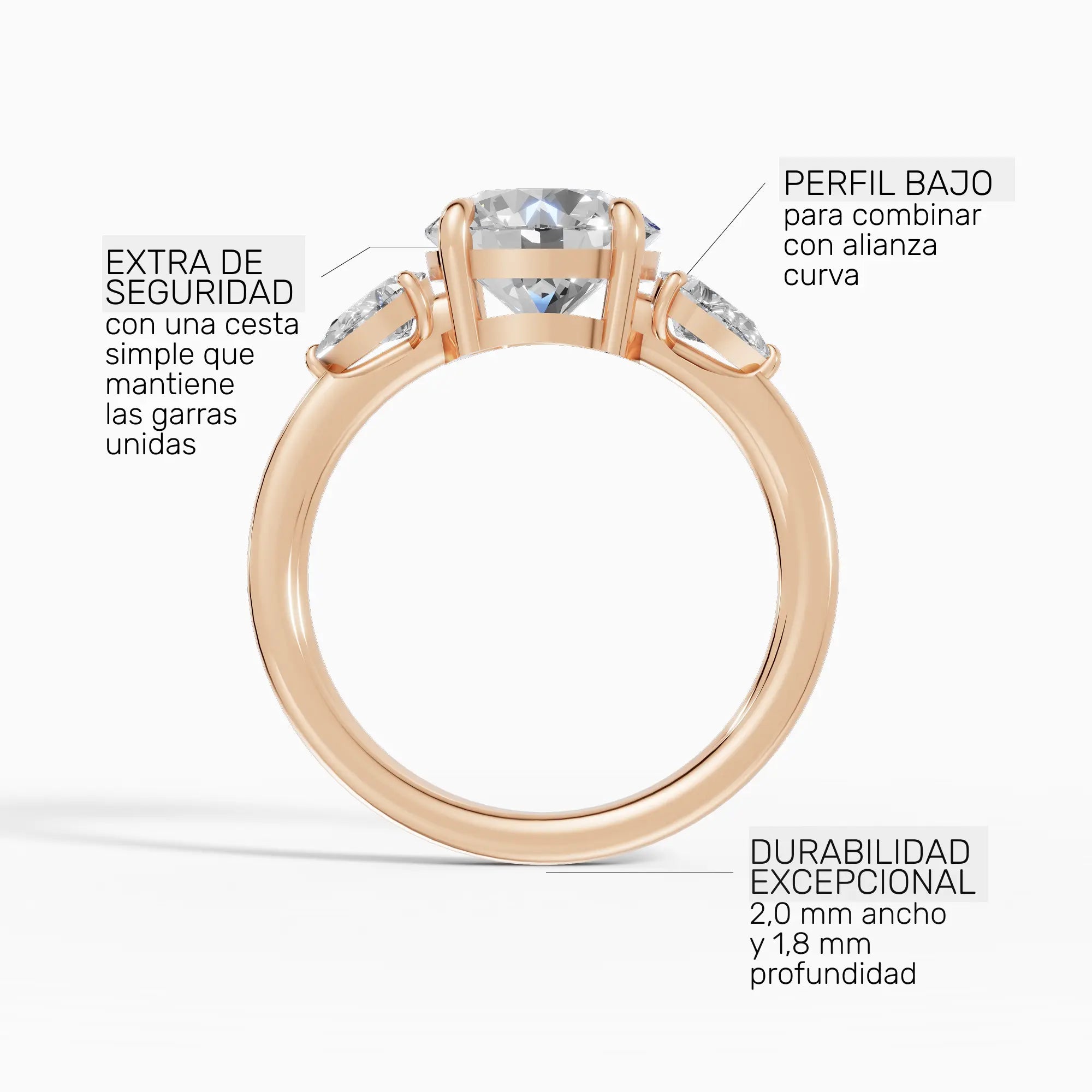 Anillo de compromiso ELARA brillante trilogía - lifestyle