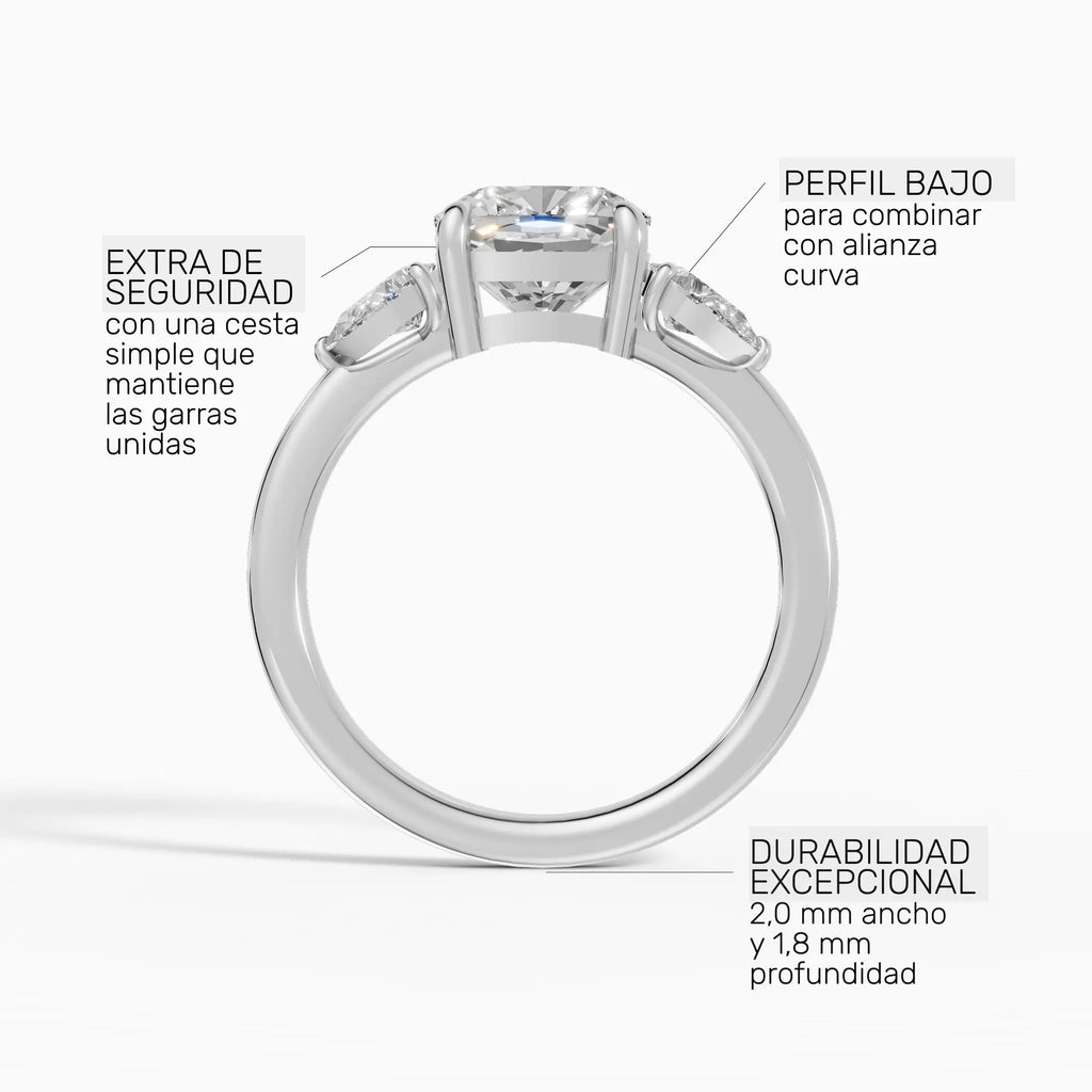 Anillo de compromiso ELARA cojín trilogía - lifestyle