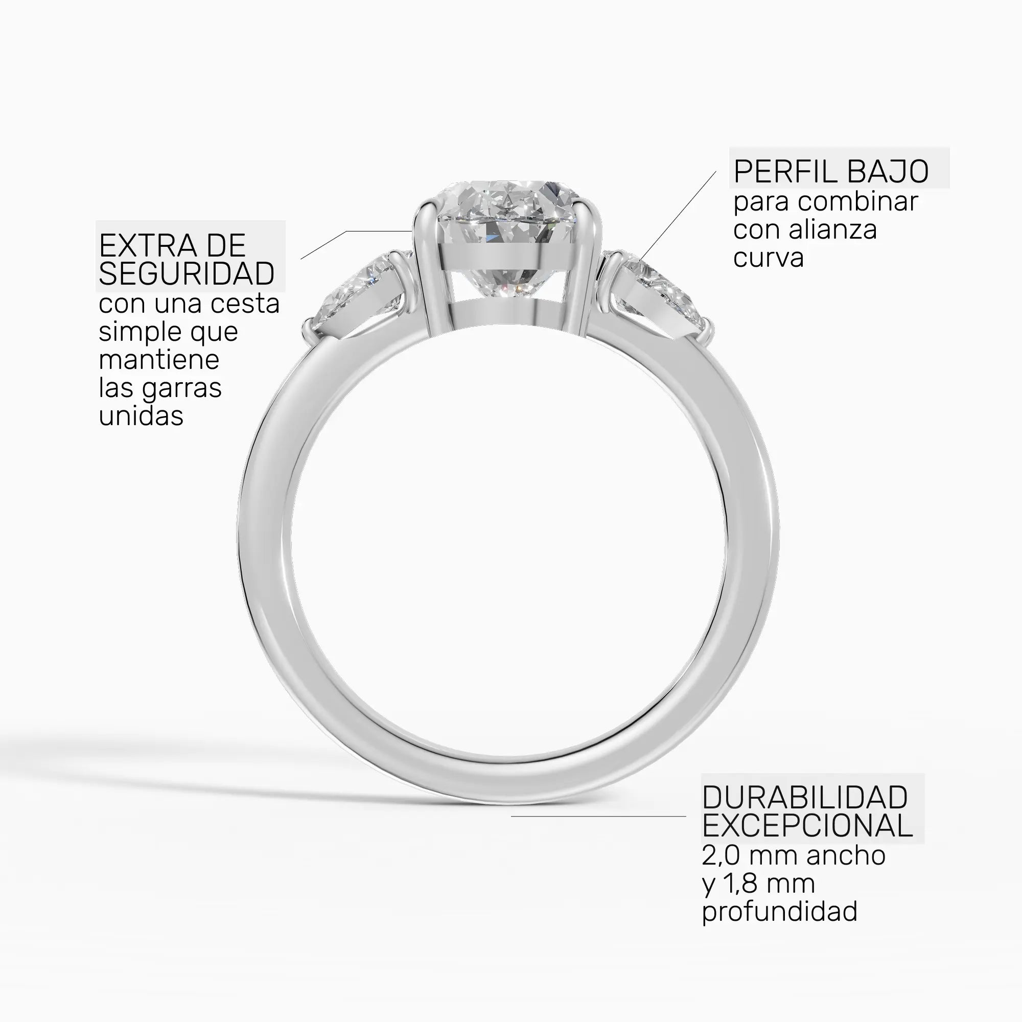 Anillo de compromiso ELARA oval trilogía
