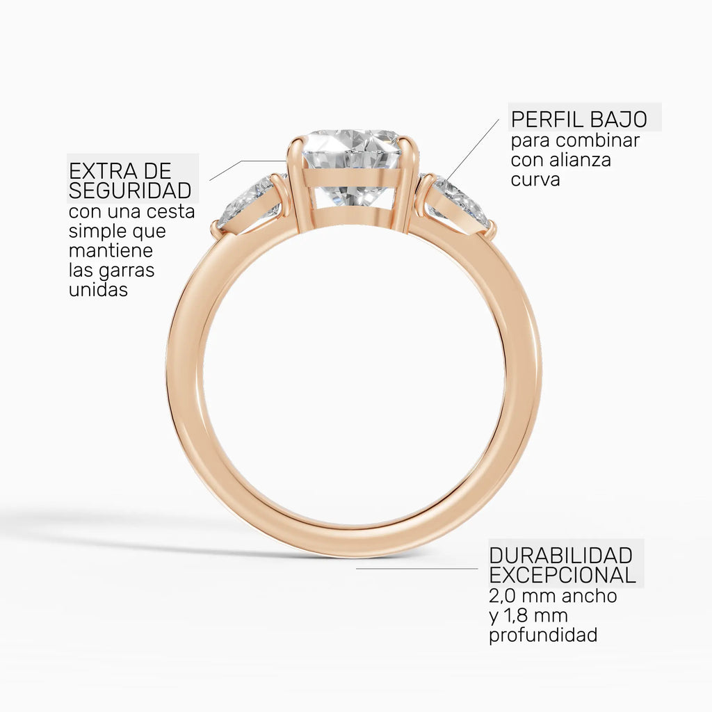Anillo de compromiso ELARA pera trilogía - lifestyle