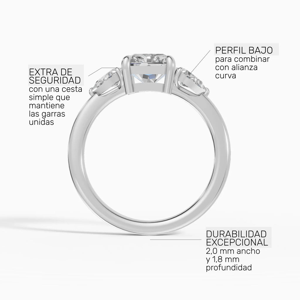 Anillo de compromiso ELARA radiante trilogía - lifestyle