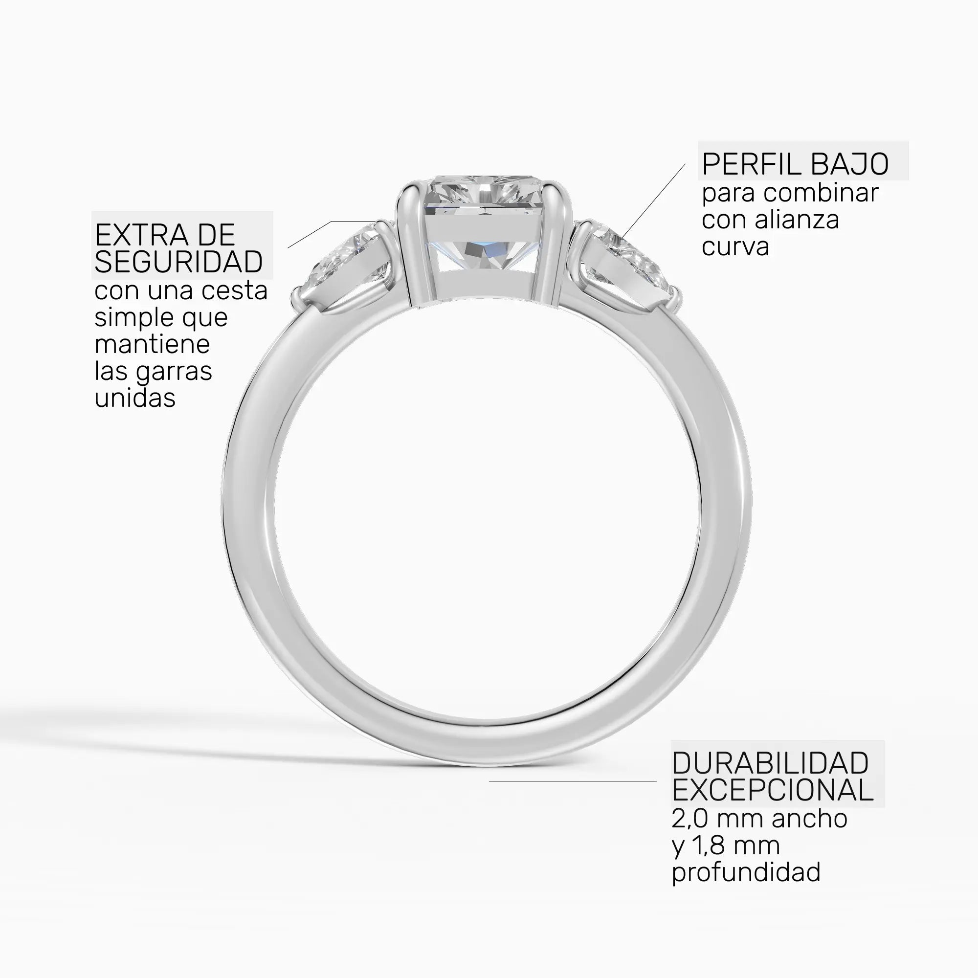 Anillo de compromiso ELARA radiante trilogía - lifestyle