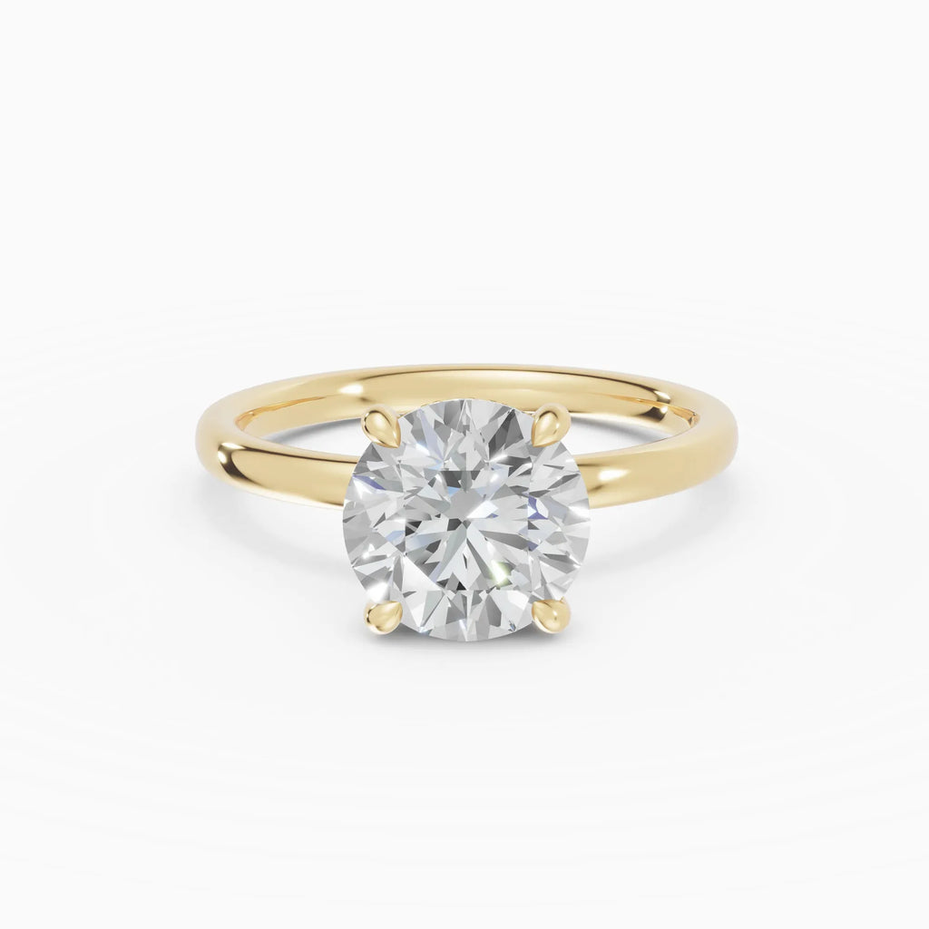 Anillo de compromiso THEIA brillante solitario halo escondido en oro amarillo 18k