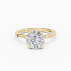 Anillo de compromiso THEIA brillante solitario halo escondido en oro amarillo 18k
