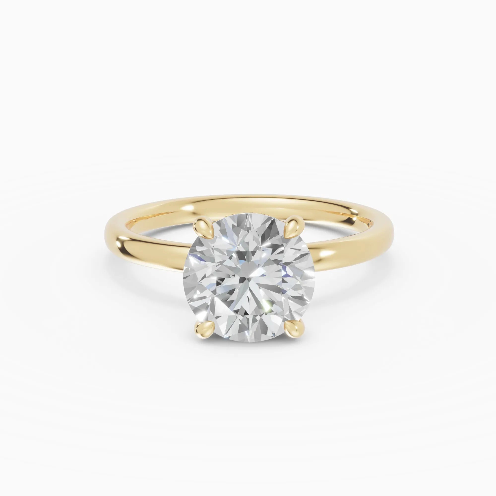 Anillo de compromiso THEIA brillante solitario halo escondido en oro amarillo 18k