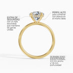 Anillo de compromiso THEIA brillante solitario halo escondido en oro amarillo 14k - perspectiva