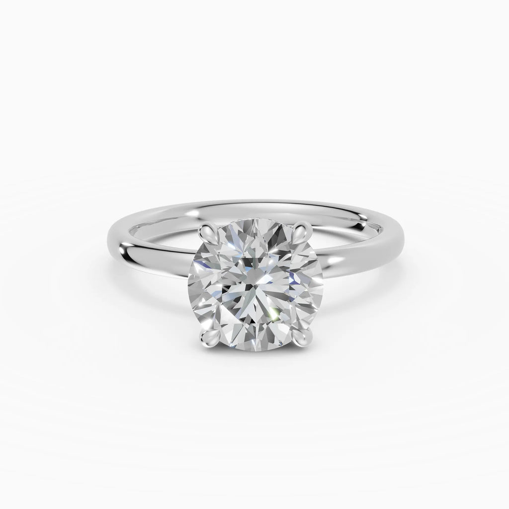 Anillo de compromiso THEIA brillante solitario halo escondido - medidas