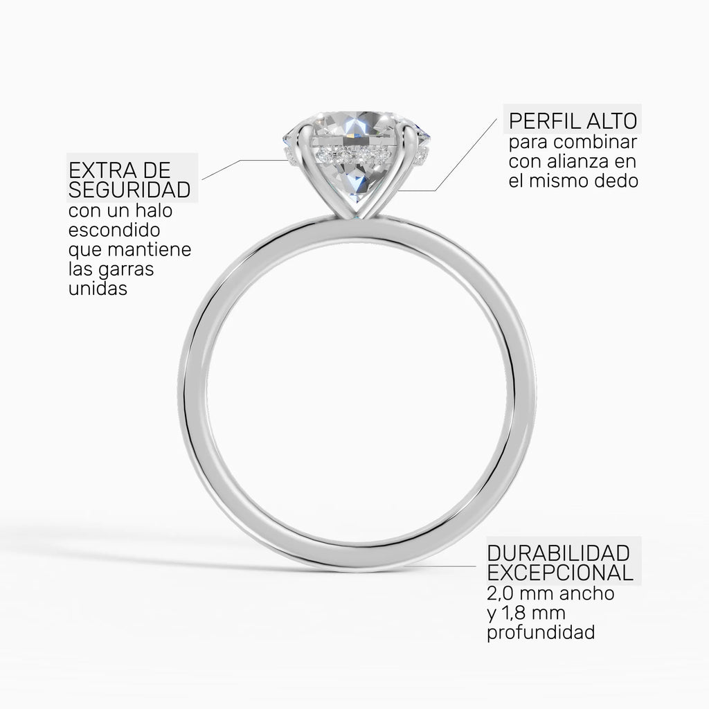 Anillo de compromiso THEIA brillante solitario halo escondido - galería