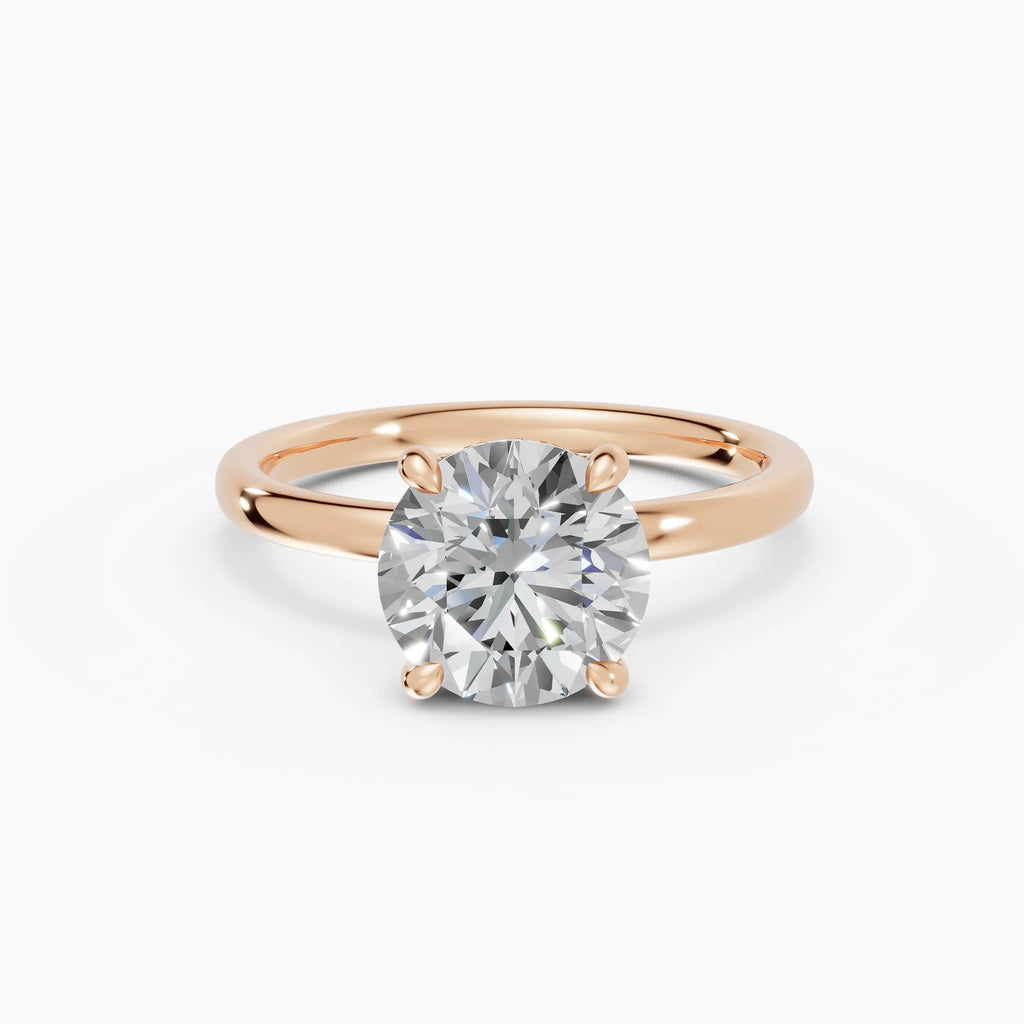 Anillo de compromiso THEIA brillante solitario halo escondido - detalle banda