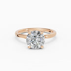 Anillo de compromiso THEIA brillante solitario halo escondido - detalle banda