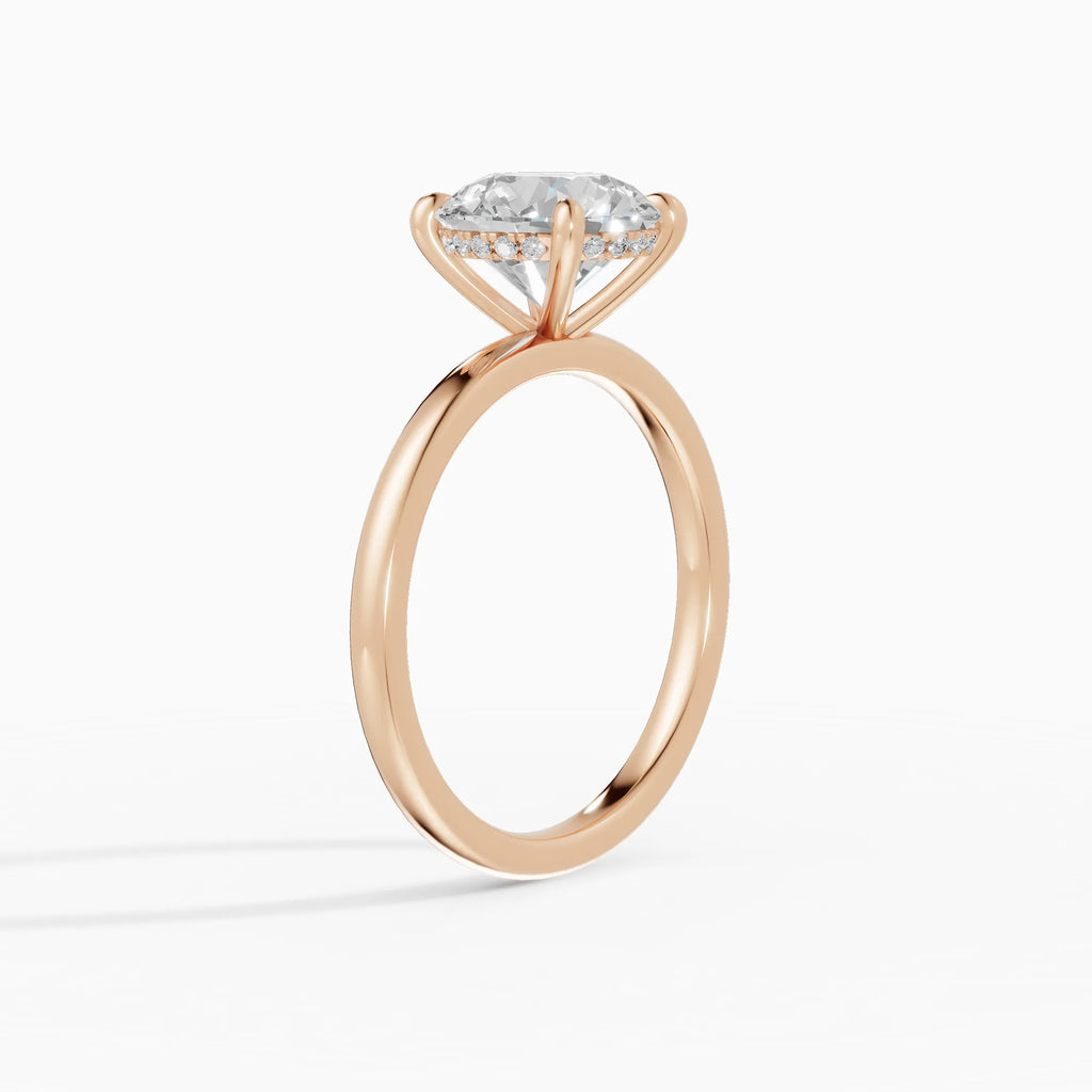 Anillo de compromiso THEIA brillante solitario halo escondido - puesto en mano