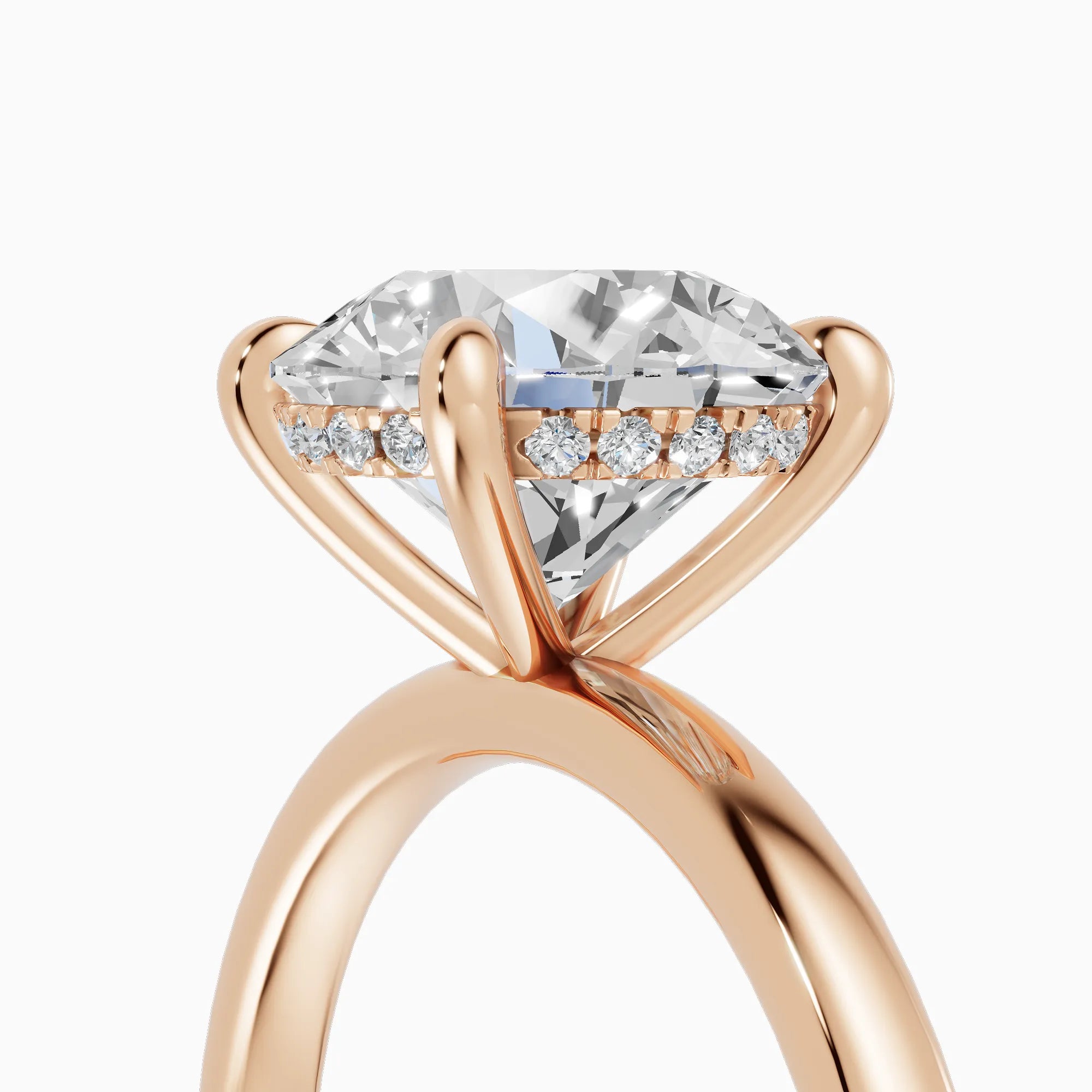 Anillo de compromiso THEIA brillante solitario halo escondido - vista trasera