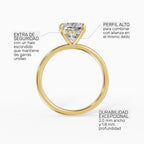 Anillo de compromiso THEIA cojín solitario halo escondido en oro amarillo 14k - perspectiva