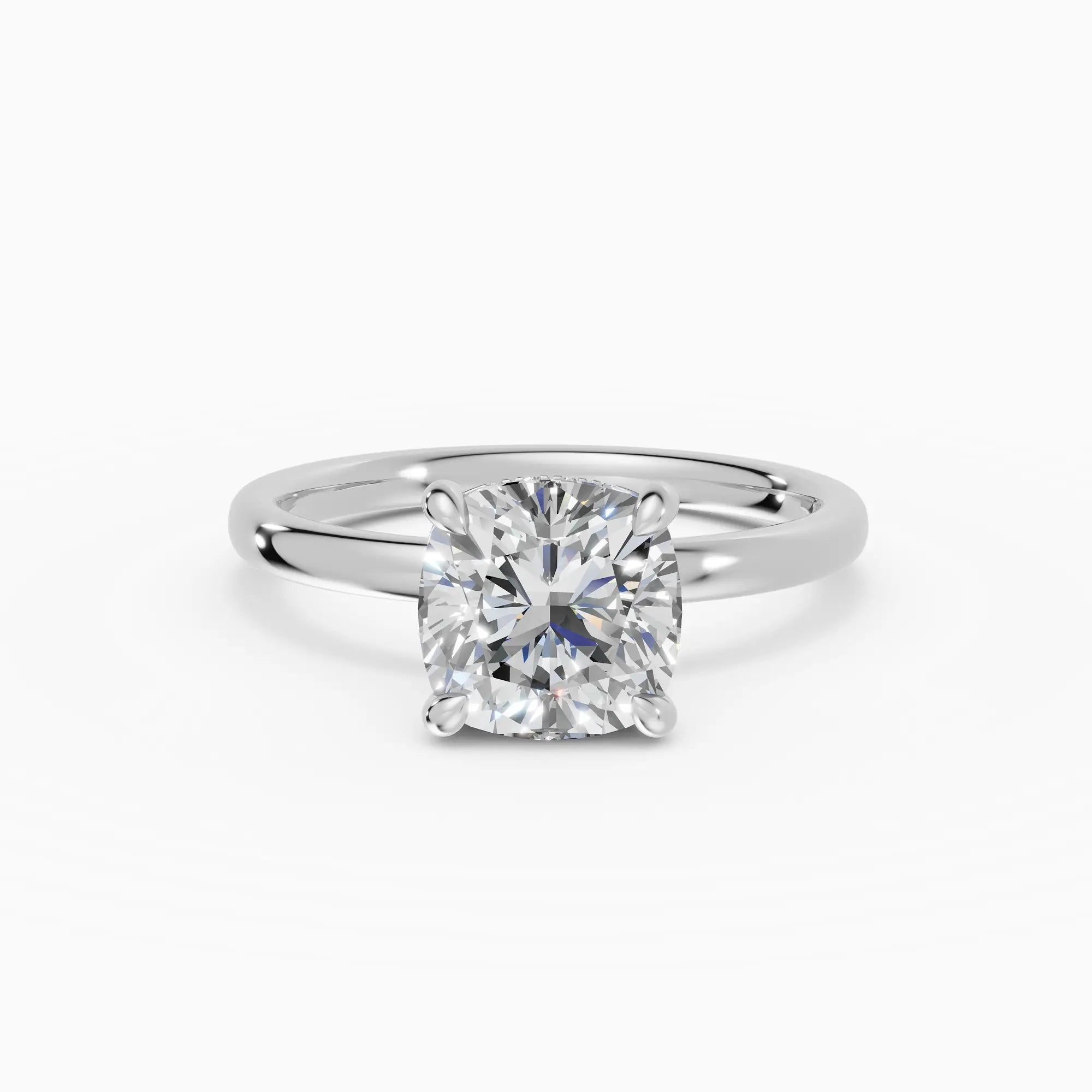 Anillo de compromiso THEIA cojín solitario halo escondido - detalle banda