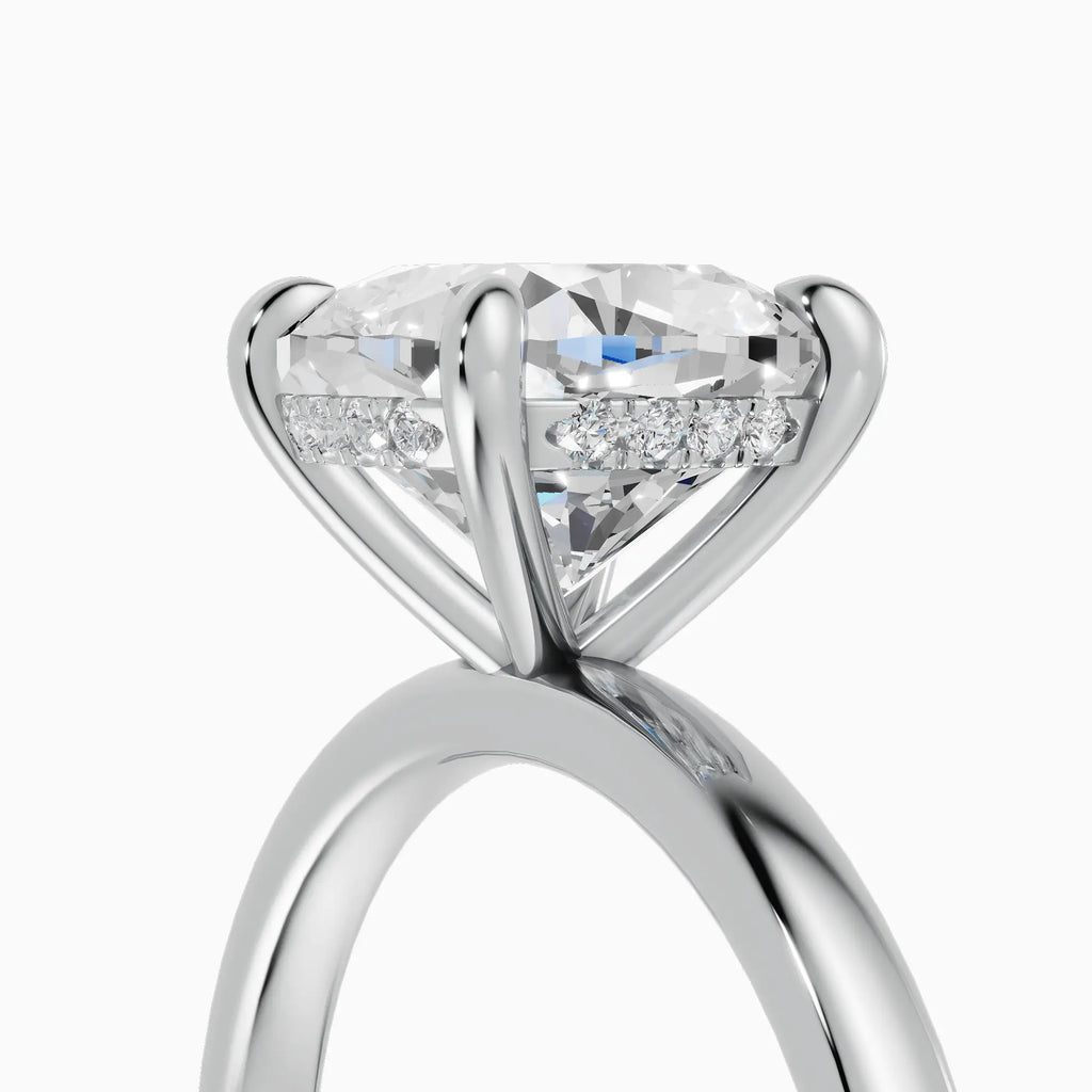 Anillo de compromiso THEIA cojín solitario halo escondido - vista trasera