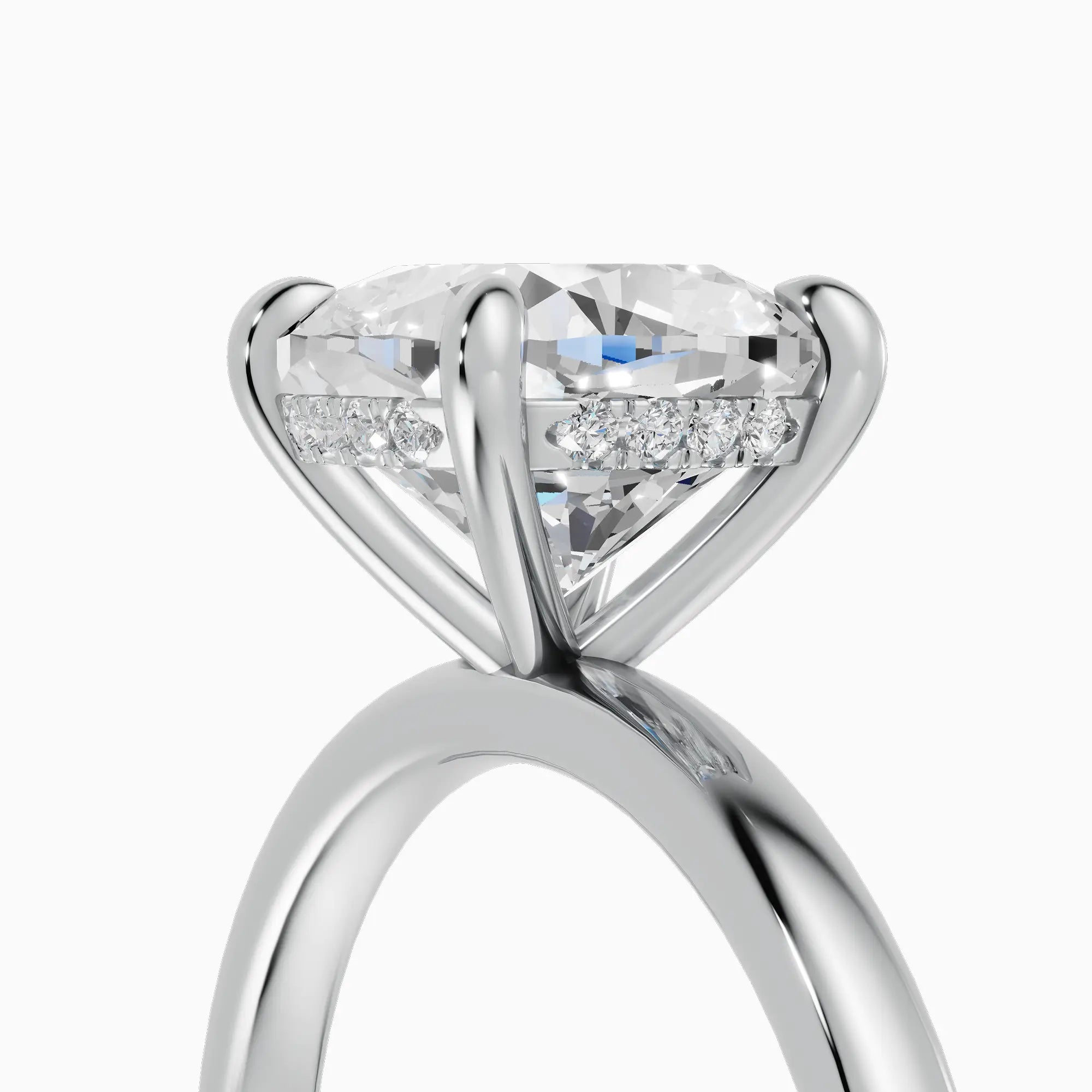 Anillo de compromiso THEIA cojín solitario halo escondido - vista trasera
