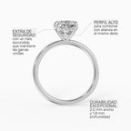Anillo de compromiso THEIA cojín solitario halo escondido - con caja