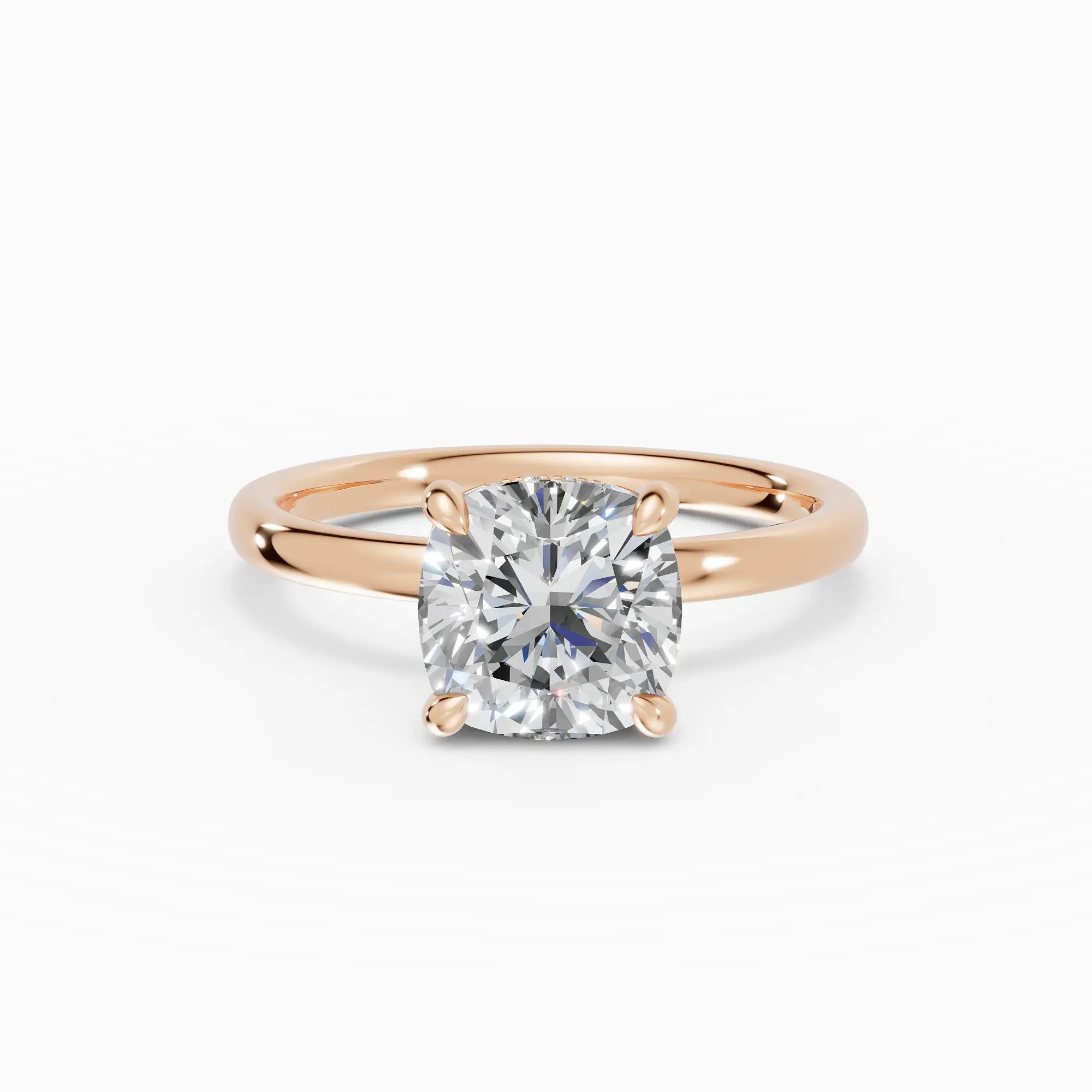 Anillo de compromiso THEIA cojín solitario halo escondido - medidas