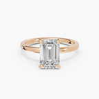 Anillo de compromiso THEIA esmeralda solitario halo escondido - medidas