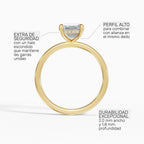 Anillo de compromiso THEIA esmeralda solitario halo escondido en oro rosa - perspectiva